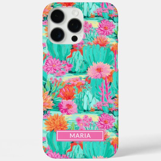 Modern Blooming Cacti Personalized Case-Mate iPhone Case (Achterkant)