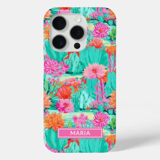 Modern Blooming Cacti Personalized Case-Mate iPhone Case (Achterkant)