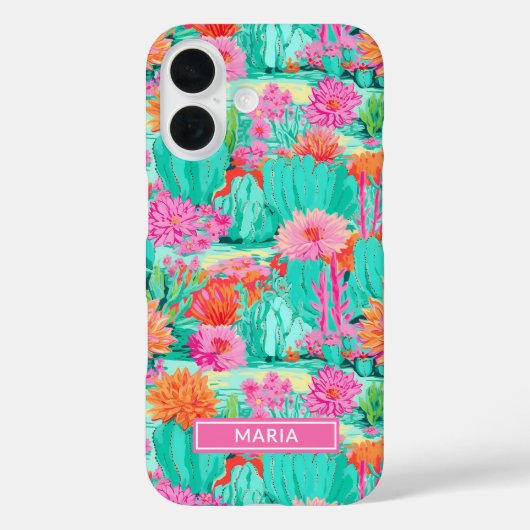 Modern Blooming Cacti Personalized Case-Mate iPhone Case (Achterkant)