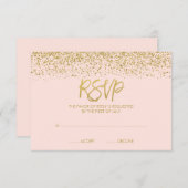 Modern bloos Roze Goud Faux schitteren RSVP (Voorkant / Achterkant)