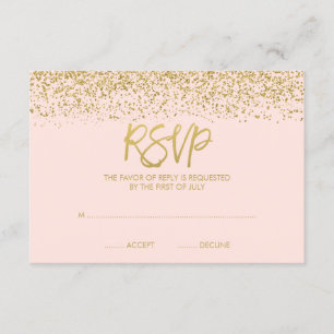 Modern bloos Roze Goud Faux schitteren RSVP Kaartje