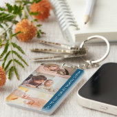 Modern Blue 3 Photo Collage voor opa Sleutelhanger (Voorkant Rechts)