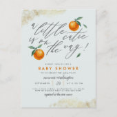 Modern Blue A Little Cutie Oranje Baby shower Uitnodiging Briefkaart (Voorkant)
