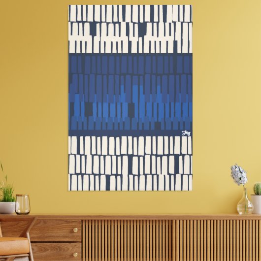 Modern Blue Abstract Geometric Wall Art Canvas Afdruk (Insitu (Woonkamer))