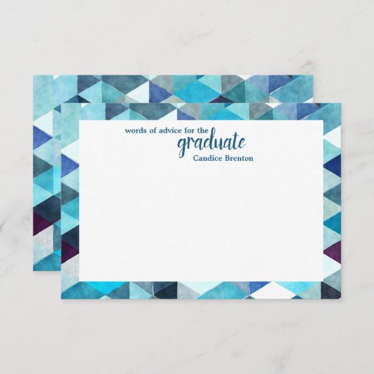 Modern Blue Abstract Pattern Word of Advice Kaarte Advieskaart (Voorkant / Achterkant)