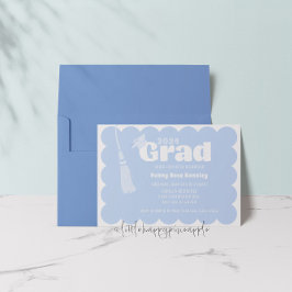 Modern Blue Afstuderen Invitation Kaart