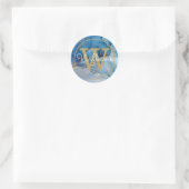 Modern Blue Agate Geode Gold Monogram script Ronde Sticker (Tas)