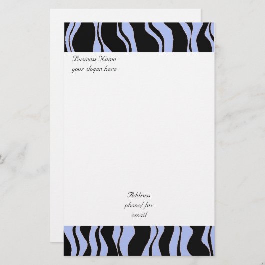 Modern Blue and Black Zebra Pattern Briefpapier (Voorkant / Achterkant)