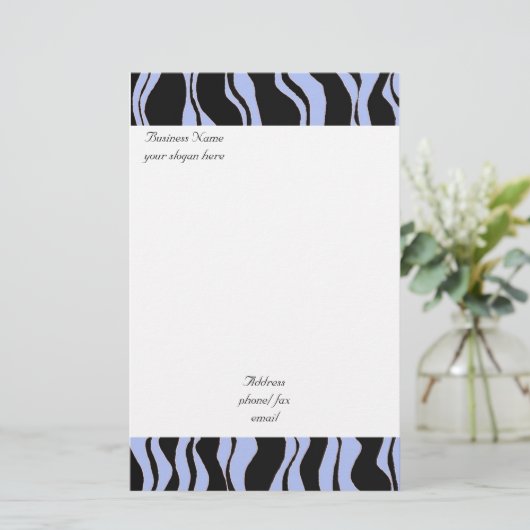 Modern Blue and Black Zebra Pattern Briefpapier (Staand voorkant)