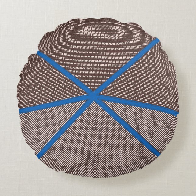 Modern Blue and Brown Geometric Round Pillow  Rond Kussen (Voorkant)