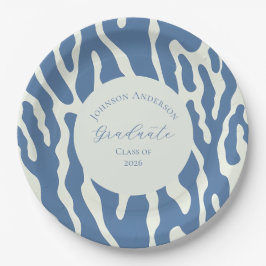 Modern blue and cream abstract Pattern graduation Papieren Bordje