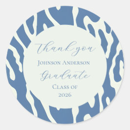 Modern blue and cream abstract Pattern graduation Ronde Sticker