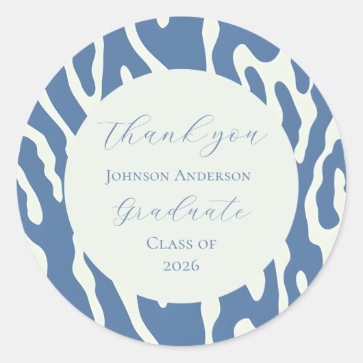 Modern blue and cream abstract Pattern graduation Ronde Sticker (Voorkant)