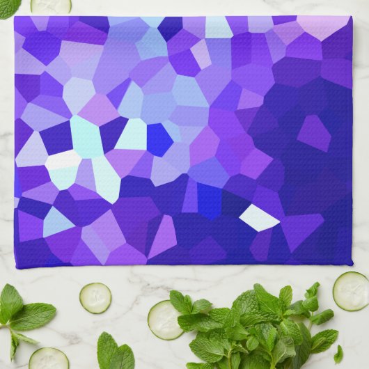 Modern Blue and Paars Glas in lood Ocean Mosaic Theedoek (Gevouwen)