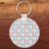Modern Blue and Pink Easter Bunny Egg Cute Pattern Sleutelhanger (Voorkant)