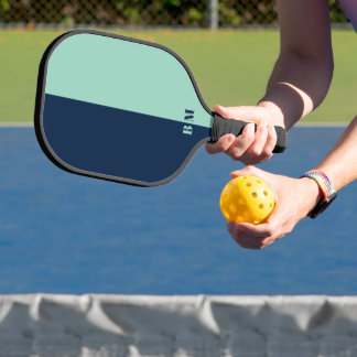 Modern Blue And Teal Monogram Custom Pickleball Paddle