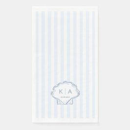Modern Blue And White Coastal Monogram Wedding Servet