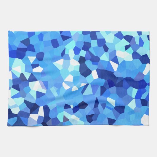 Modern Blue and White Glas in lood Ocean Mosaic Theedoek (Horizontaal)