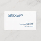 Modern Blue and White Polka Dots White Stripe Visitekaartje (Achterkant)