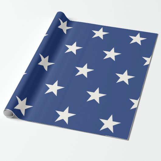 Modern Blue and White Star Pattern Cadeaupapier (Uitgerold)