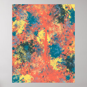 Modern Blue and Yellow Abstract Poster