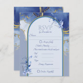Modern Blue Aqua Marble Wedding RSVP Kaart (Voorkant / Achterkant)