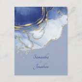 Modern Blue Aqua Marble Wedding RSVP Kaart (Achterkant)