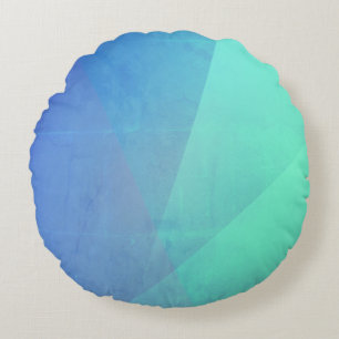 Modern Blue Aqua &Turquoise Geometric Gradation Rond Kussen