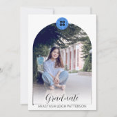 Modern Blue Arch Afstuderen Twee foto's Aankondiging (Voorkant)