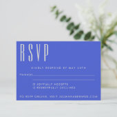 Modern Blue Artsy Abstract Botanical Wedding RSVP Kaartje (Staand voorkant)
