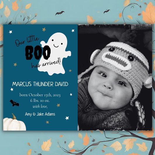 Modern Blue Baby Geboorteaankondiging Aankondiging