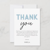 Modern Blue Baby shower Bedankkaart (Voorkant)