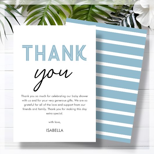 Modern Blue Baby shower Bedankkaart