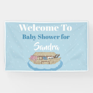 Modern Blue Baby shower Boy Noah's Ark Elephant Spandoek