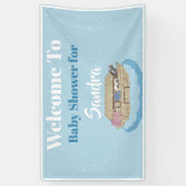 Modern Blue Baby shower Boy Noah's Ark Elephant Spandoek (Verticaal)