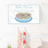 Modern Blue Baby shower Boy Noah's Ark Elephant Spandoek (Insitu)