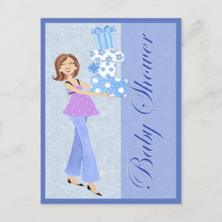 Modern Blue Baby shower Post Kaart