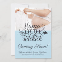 Modern Blue Baby Typografie Foto Zwangerschap