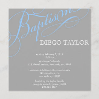 Modern Blue Baptism Invitation Kaart