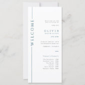 Modern Blue Bar Mitswa Programma Kaart Tijdlijn (Voorkant)