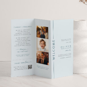 Modern Blue Bar Mitswa Trifold Programma