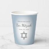 Modern Blue Bar Mitzvah Simple Star of David Papieren Bekers (Voorkant)