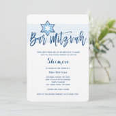 Modern Blue Barre Mitzvah Invitation (Debout devant)