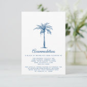 Modern Blue Beach Wedding Accommodations Informatiekaartje (Staand voorkant)