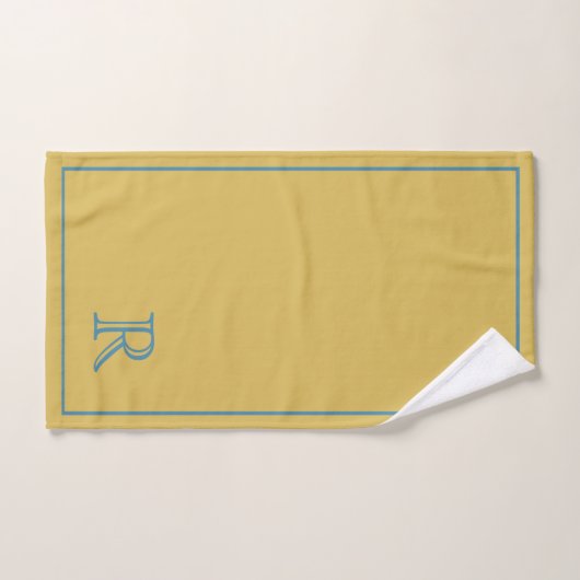 modern Blue &Beige initial  Monogram Pattern Bad Handdoek (Handdoek)
