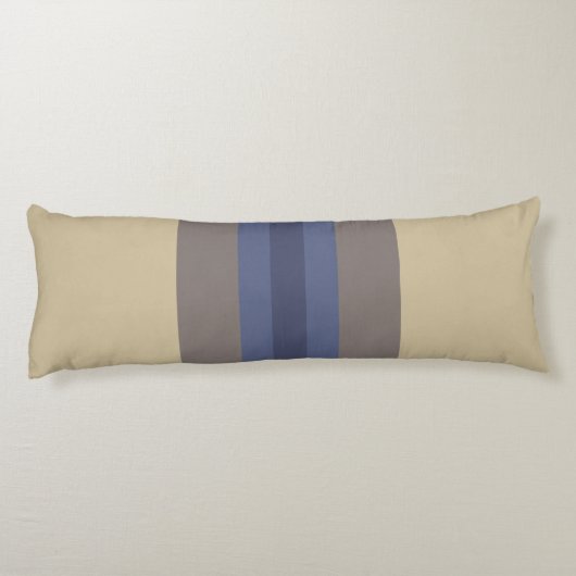 Modern Blue Beige Striped Pattern Lichaamskussen (Achterkant)