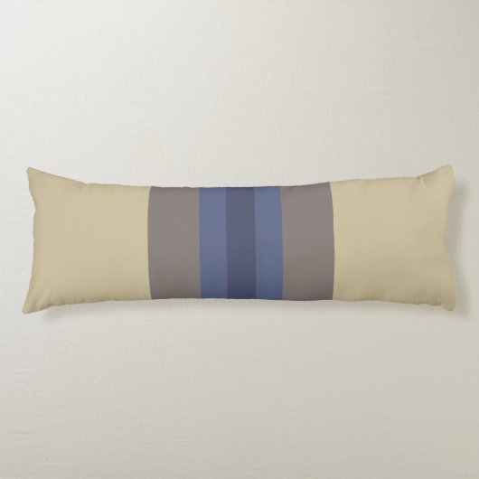 Modern Blue Beige Striped Pattern Lichaamskussen (Voorkant)