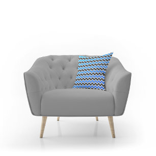 Modern Blue Black Chevron Pattern Sierkussen