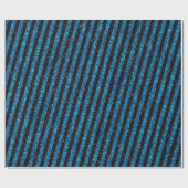 Modern Blue Black Glitter Stripes Pattern Cadeaupapier (Vlak)