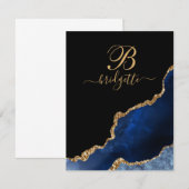 Modern Blue Black Gold Agate Geode Notitiekaartje (Voorkant / Achterkant)